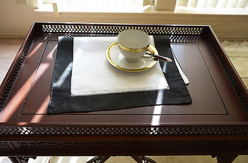 White Hemstitch Placemat 14"x20" with Black color Border. - Click Image to Close